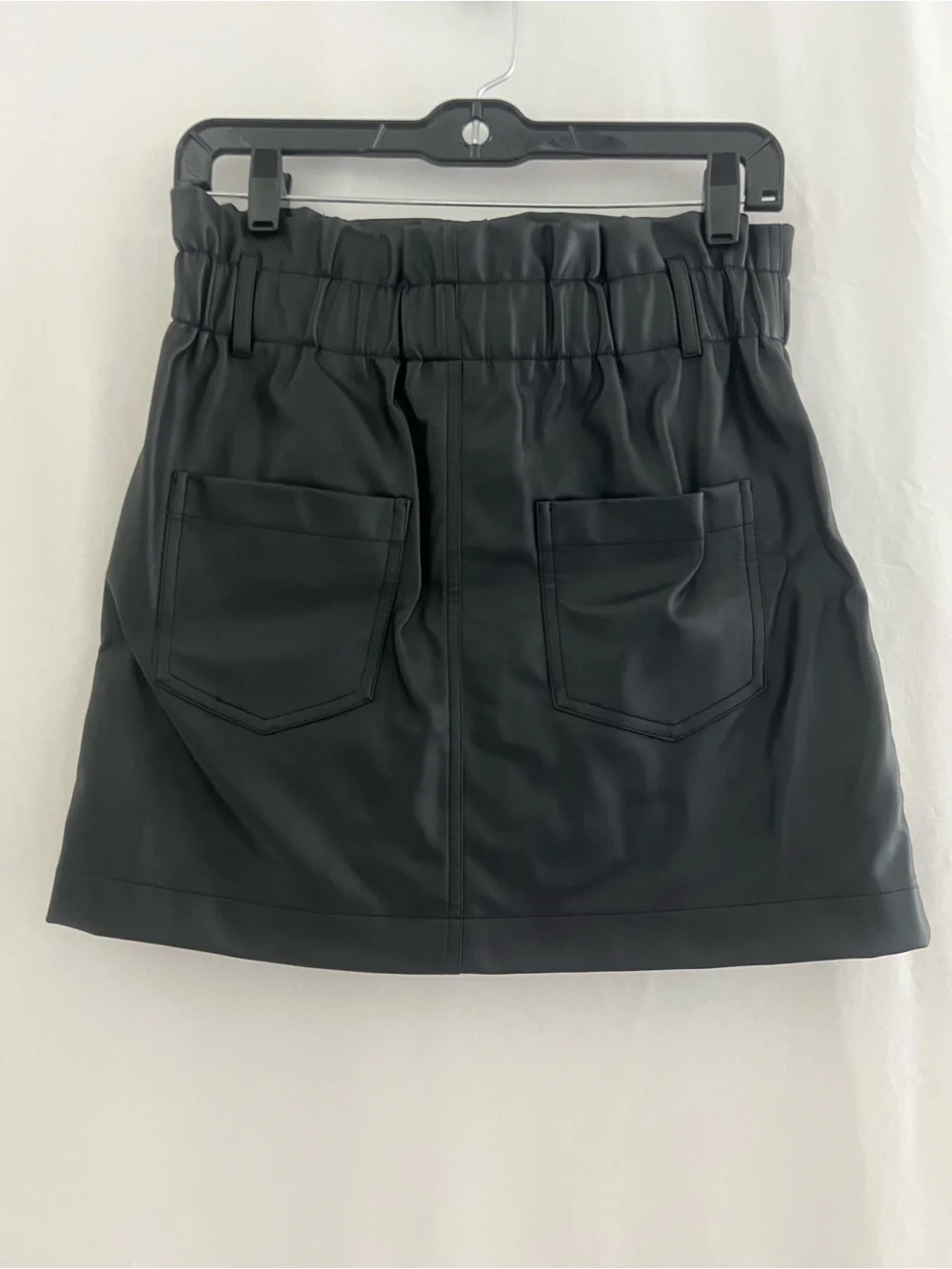 NWT Zara Black Faux Leather Paperbag Mini Skirt Medium